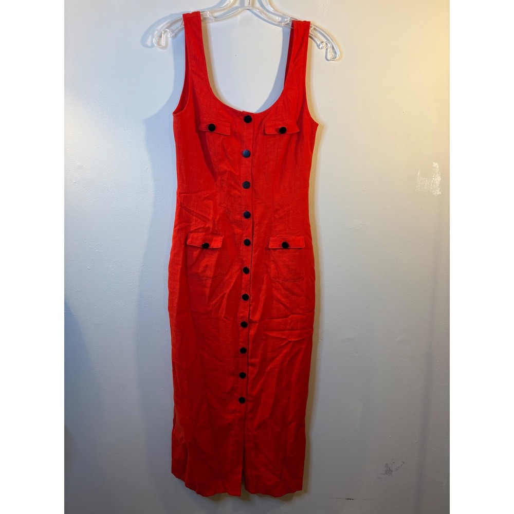 NEW Choosy Red‎ Button Front Low Back Sheath Dress 2